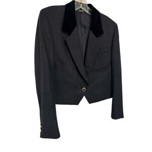VINTAGE ALLEN COLLINS WOOL VELVET CROP TUX BLAZER SZ 10